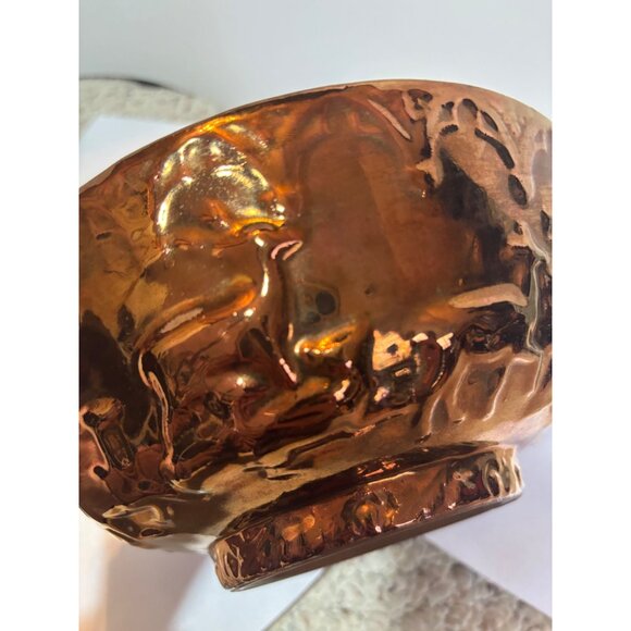 Vintage Copper Lusterware Reindeer Christmas Bowl Made In England - Picture 11 of 15